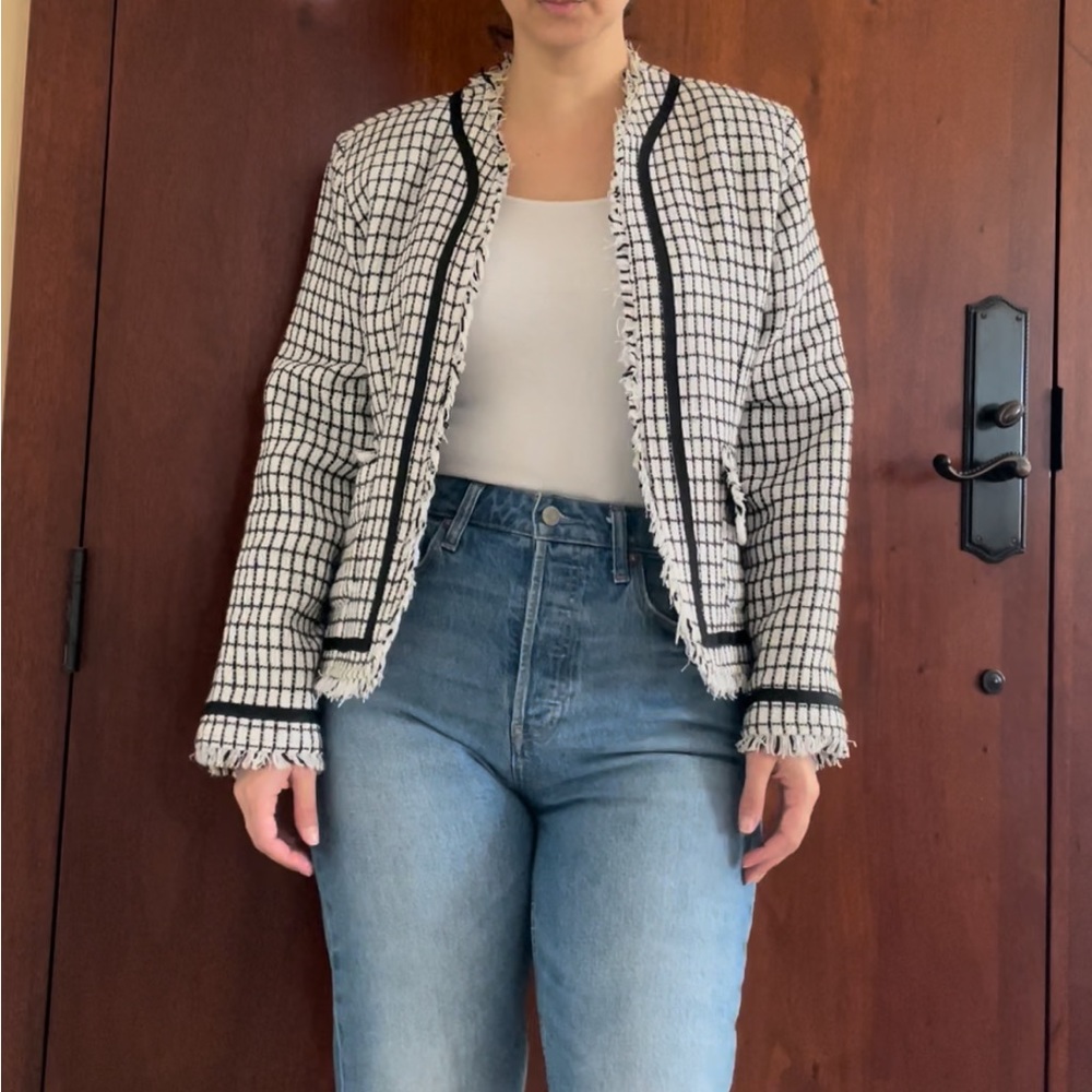 Houndstooth blazer, black and white